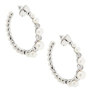 KATE SPADE • Pearl Caviar Silver Hoop Earrings